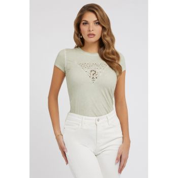 Tricou din amestec de bumbac organic cu logo brodat