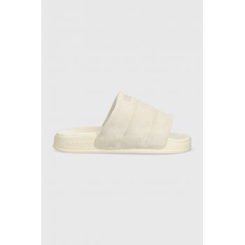 adidas Originals papuci din piele Adiette Essential femei, culoarea bej IE9648 ieftini