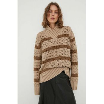 Lovechild pulover din amestec de lana femei, culoarea bej, călduros