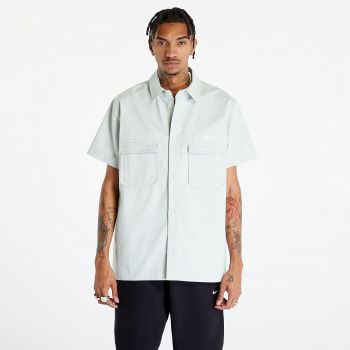 Nike Life Woven Military Short-Sleeve Button-Down Shirt Light Silver/ White ieftin