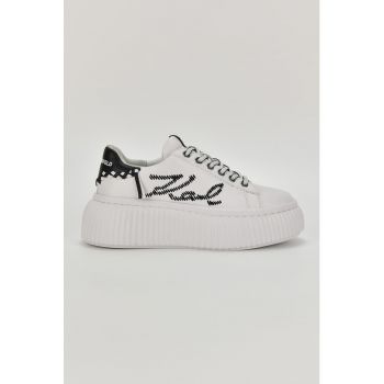 Pantofi sport flatform de piele cu imprimeu logo