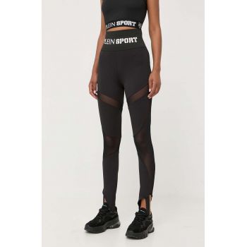 PLEIN SPORT colanti femei, culoarea negru, cu imprimeu