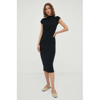 Samsoe Samsoe rochie culoarea negru, midi, mulata