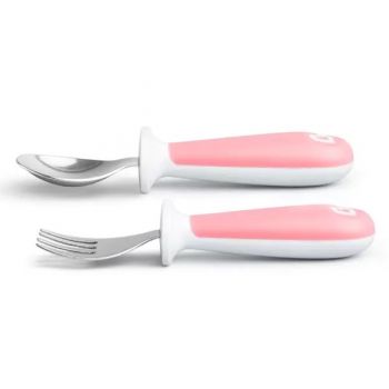 Set furculita si lingurita Munchkin pentru copii Raise 12L+ light pink