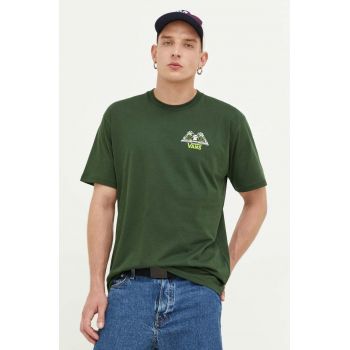 Vans tricou din bumbac culoarea verde, cu imprimeu de firma original