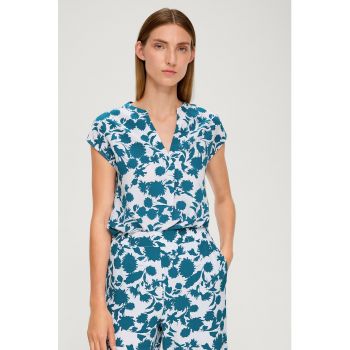 Bluza cu maneci scurte si imprimeu floral