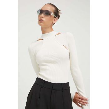 HUGO pulover femei, culoarea bej, light, cu turtleneck de firma original
