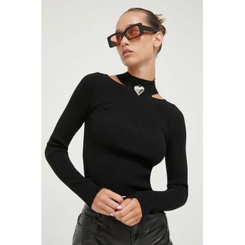 HUGO pulover femei, culoarea negru, light, cu turtleneck de firma original