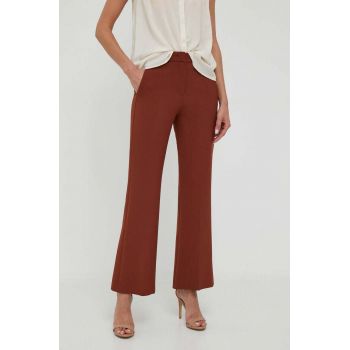 Joop! pantaloni femei, culoarea maro, drept, high waist