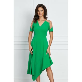 Rochie Moze verde cu lungime asimetrica