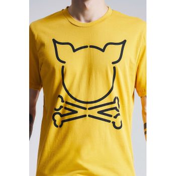 Tricou unisex de bumbac cu imprimeu logo supradimensionat Luminous