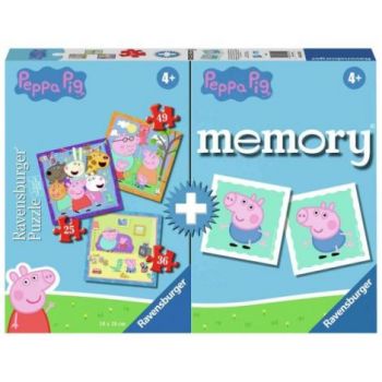 Puzzle + Joc Memory Peppa Pig, 25 36 49 Piese