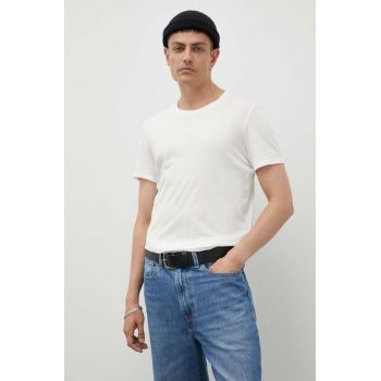 American Vintage tricou din bumbac culoarea bej, neted