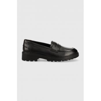 Geox mocasini din piele pentru copii culoarea negru ieftini