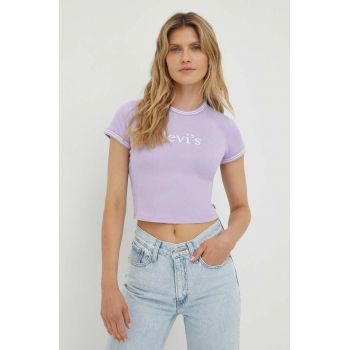 Levi's tricou din bumbac culoarea violet ieftin