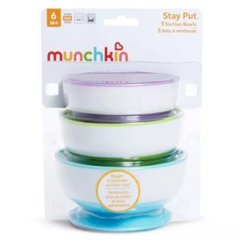 Set 3 boluri Stay Put Munchkin cu ventuza dimensiuni variate 6L+