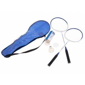 Set Rachete de badminton cu fluturasi si husa Ikonka Blue de firma originala