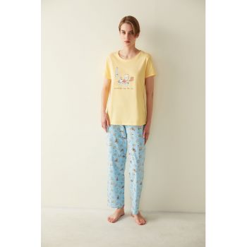 Tricou de pijama cu imprimeu grafic