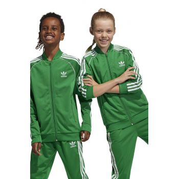 adidas Originals bluza copii culoarea verde, cu imprimeu de firma original