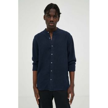 Abercrombie & Fitch camasa de in culoarea albastru marin, cu guler stand-up, regular