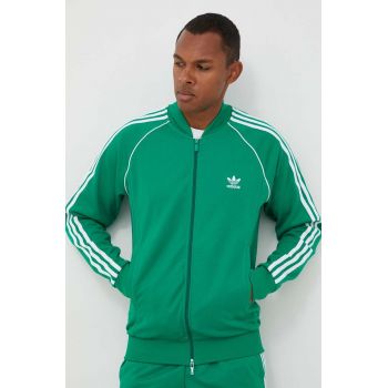 adidas Originals bluza barbati, culoarea verde, cu imprimeu