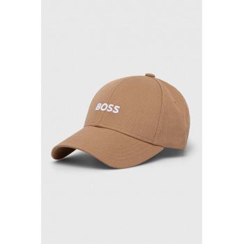 BOSS șapcă de baseball din bumbac culoarea bej, cu imprimeu 50495121