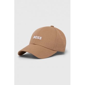 BOSS șapcă de baseball din bumbac culoarea bej, cu imprimeu, 50495121
