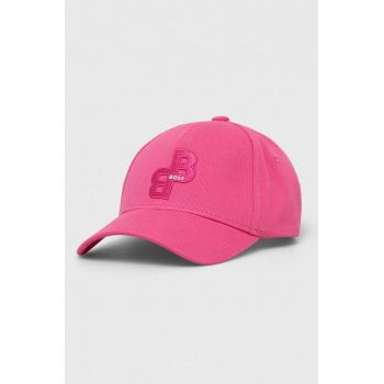 BOSS șapcă de baseball din bumbac culoarea roz, cu imprimeu