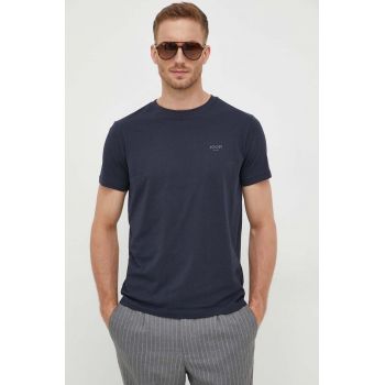 Joop! tricou din bumbac culoarea albastru marin, neted