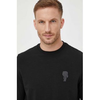 Karl Lagerfeld longsleeve barbati, culoarea negru, neted