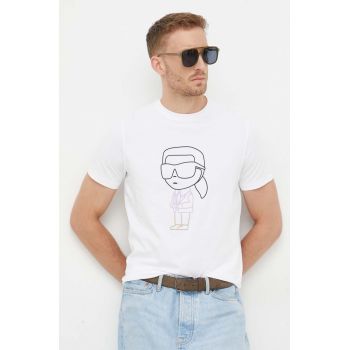 Karl Lagerfeld tricou barbati, culoarea alb, cu imprimeu