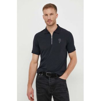 Karl Lagerfeld tricou polo barbati, culoarea negru, neted