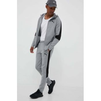 Puma pantaloni de antrenament EVOSTRIPE culoarea gri, cu imprimeu 624761