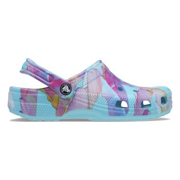 Saboti Crocs Classic Palm Print Clog Albastru deschis - Neptune/Multi