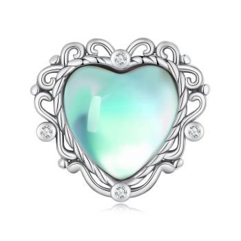 Talisman din argint Mystic Green Heart ieftin