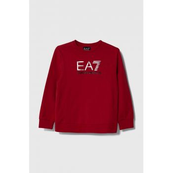 EA7 Emporio Armani bluza copii culoarea rosu, cu imprimeu