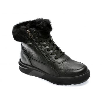 Ghete GEOX negre, D26QSA, din piele naturala