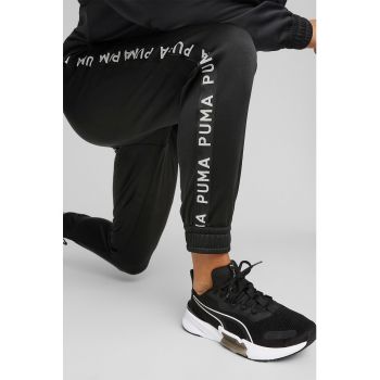 Pantaloni cu snur de ajustare si benzi logo pentru antrenament