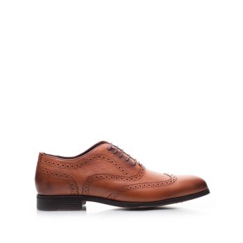 Pantofi eleganţi bărbaţi din piele naturală, Leofex - 659 Cognac Box de firma original