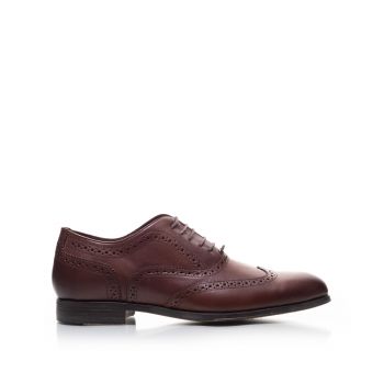 Pantofi eleganţi bărbaţi din piele naturală, Leofex - 659 Red Wood Box de firma original