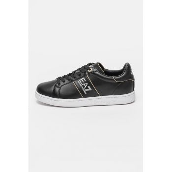 Pantofi sport din piele si piele ecologica cu detalii logo