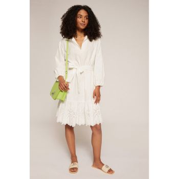 Rochie evazata de bumbac cu cordon in talie