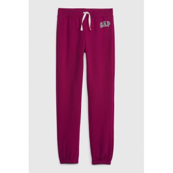 Pantaloni sport cu snur de ajustare si detaliu logo