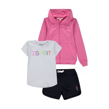 Set de tricou de bumbac - pantaloni scurti si hanorac - 3 piese