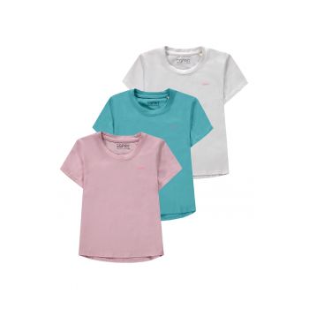 Set de tricouri din amestec de bumbac cu decolteu la baza gatului - 3 piese