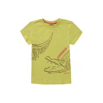 Tricou cu imprimeu si decolteu la baza gatului