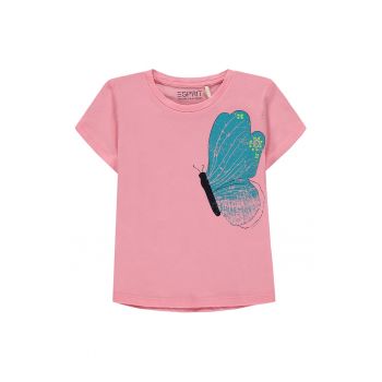 Tricou de bumbac cu imprimeu cu fluturi