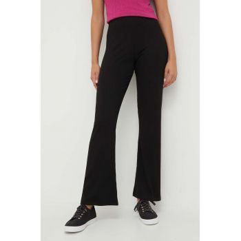 United Colors of Benetton pantaloni femei, culoarea negru, drept, high waist