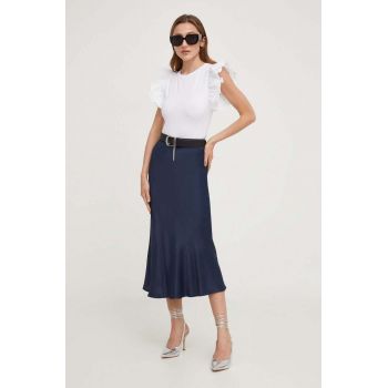 Answear Lab fusta culoarea albastru marin, midi, evazati