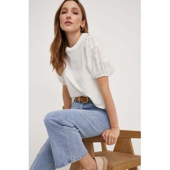 Answear Lab tricou din bumbac culoarea alb
